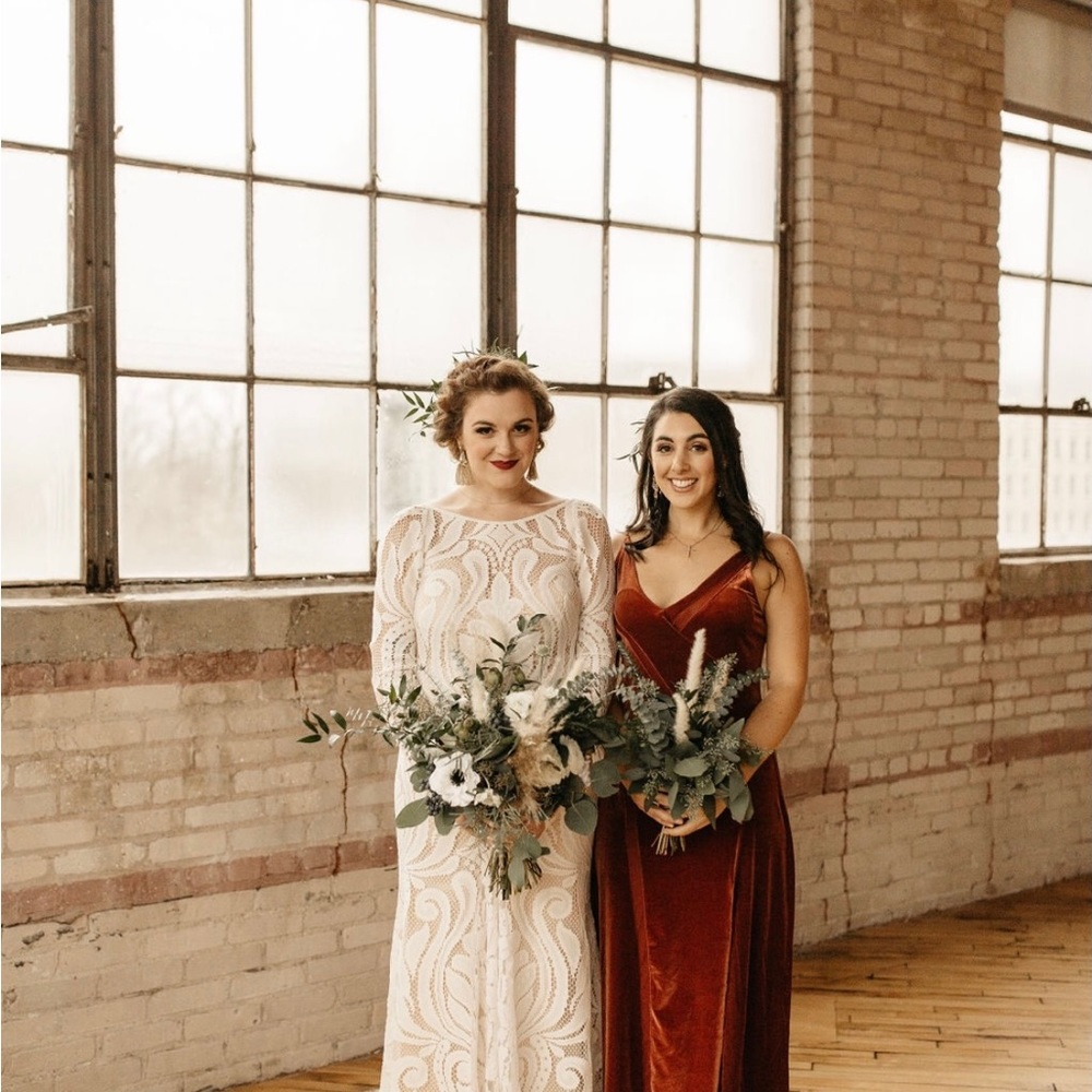 Free People Spliced Velvet Maxi Dress in Bronze